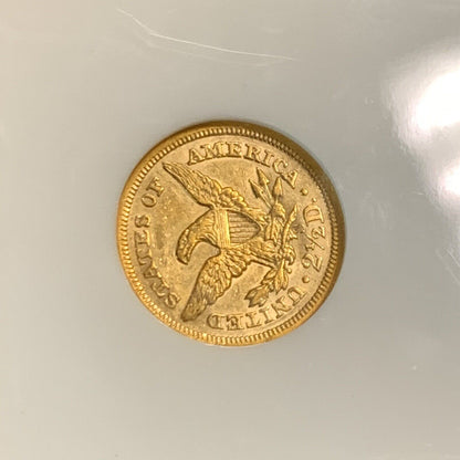 1862 S San Francisco $2.50 Coronet Head 90% Gold Quarter Eagle NGC AU53 Coin