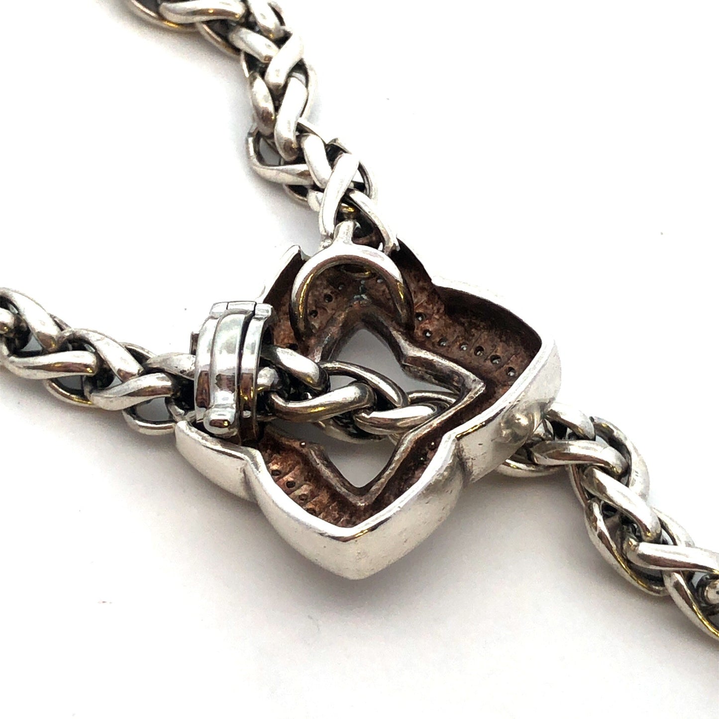 Retired David Yurman 925 Sterling Silver Diamond Quatrefoil Lariat Necklace