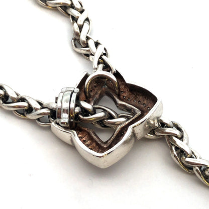 Retired David Yurman 925 Sterling Silver Diamond Quatrefoil Lariat Necklace