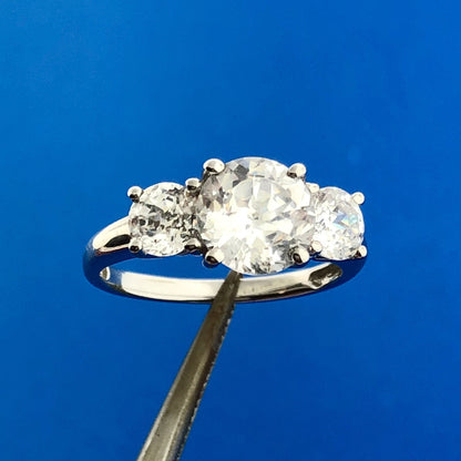 Diamonique 14K White Gold Cubic Zirconia CZ Trio Statement Engagement Ring