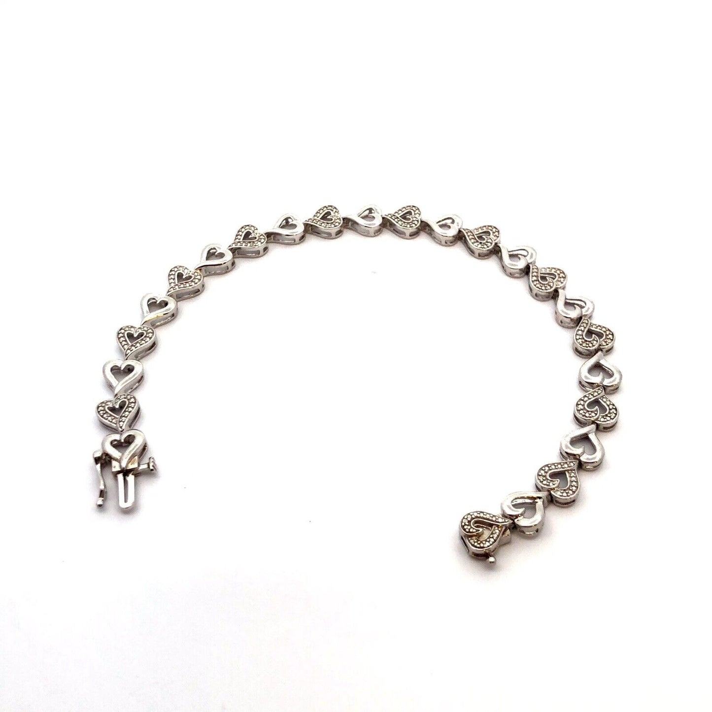 Designer 925 Sterling Silver Diamond Heart Anniversary Tennis Bracelet