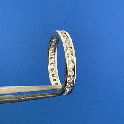 Designer Sterling Silver 925 Channel Set CZ Design Stackable Size 9 Band Ring