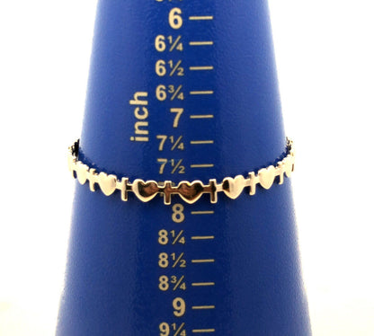 Designer R 925 Sterling Silver Cross Heart Love Stackable Round Bangle Bracelet