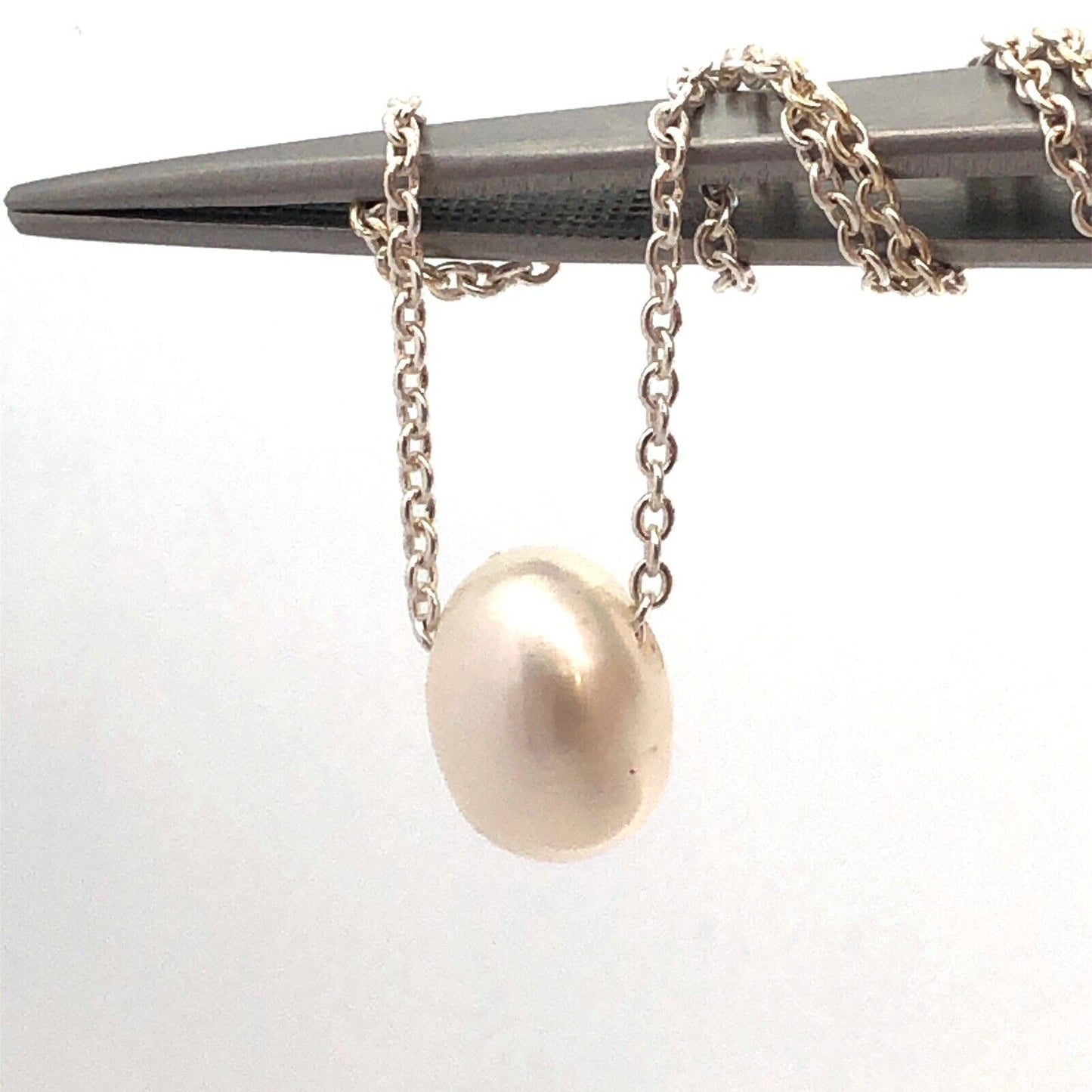 Sterling Silver Pearl Pendant Anniversary Chain Necklace