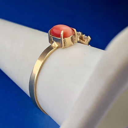 Vintage 14K Yellow Gold Orange Tiger Eye Cubic Zirconia Modern Free Form Ring