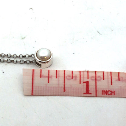 Sterling Silver Round Pearl Petite Pendant Necklace