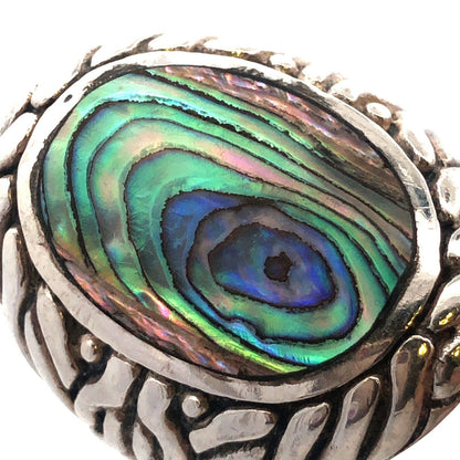 Designer CFJ 925 Sterling Silver Oval Abalone Textured Modernist Dome Ring