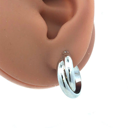 Designer 925 Sterling Silver Round Textured Double Twist Hoop Earrings