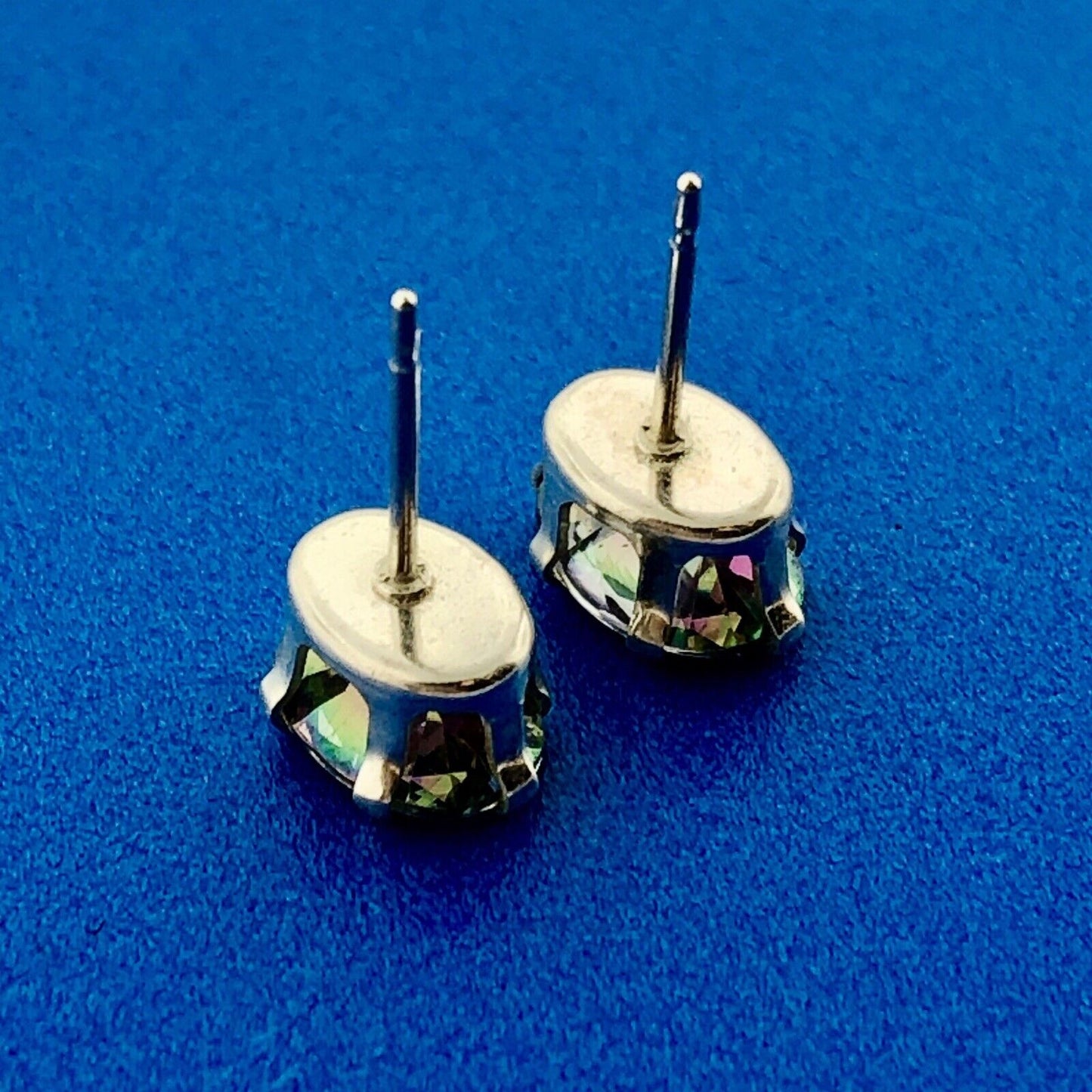 Designer Sterling Silver Oval Mystic Topaz November Anniversary Stud Earrings