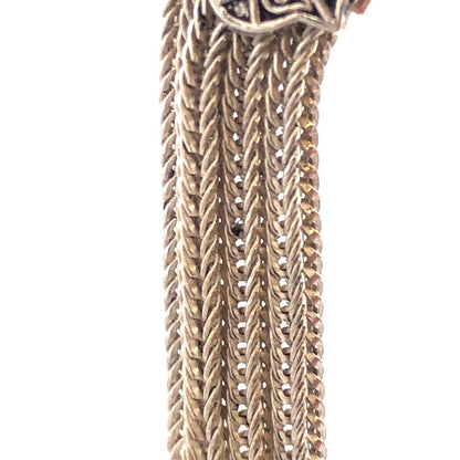 Vintage 925 Sterling Silver Floral Scroll Wheat Chain Drop Dangle Hook Earrings