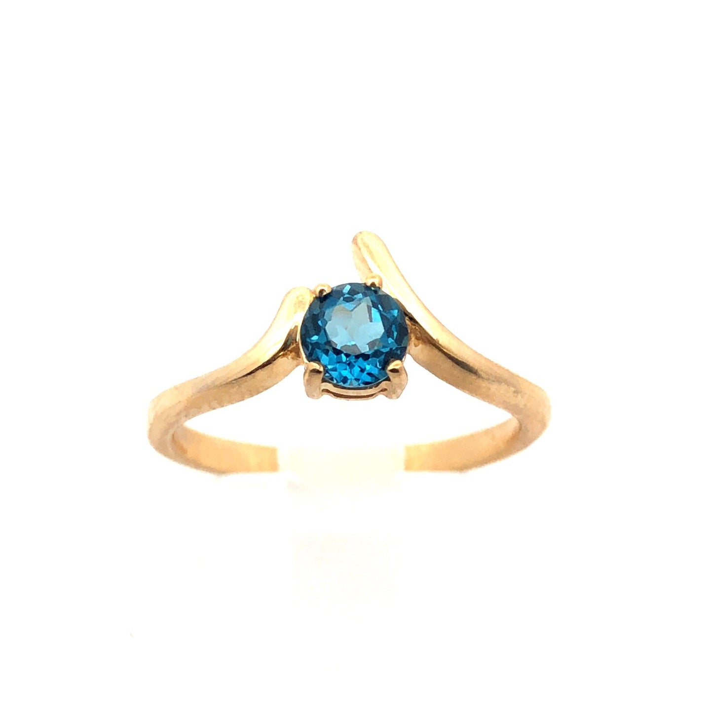 Vintage 14k Yellow Gold London Blue Topaz Ring Size 7.25