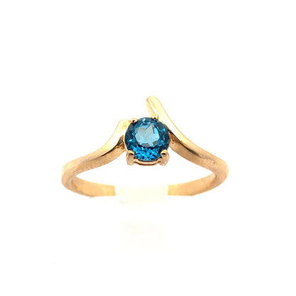 Vintage 14k Yellow Gold London Blue Topaz Ring Size 7.25
