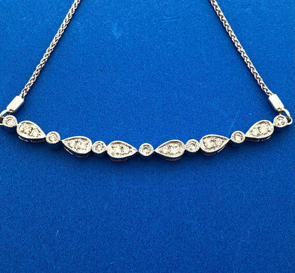 Designer KA1772 10K White Gold Diamond Floral Cluster Adjustable Lariat Bracelet