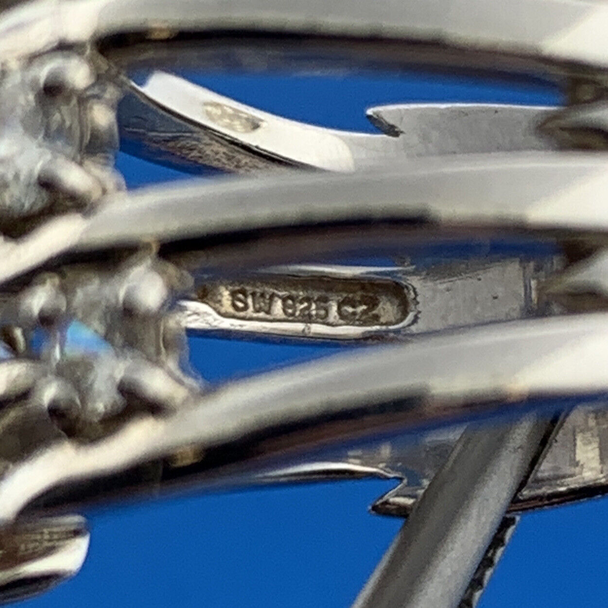 Designer Sterling Silver 925 Cubic Zirconia Seven Band Statement Cocktail Ring