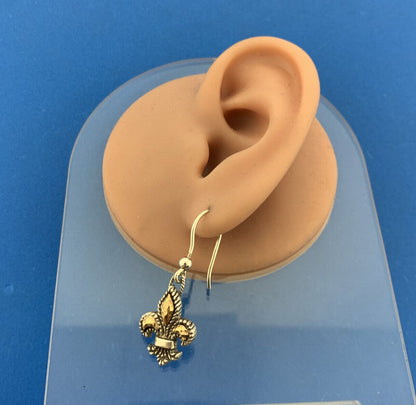 Philip Gavriel 925 Sterling Silver 18K Gold Yellow Fleur De Lis Dangle Earrings