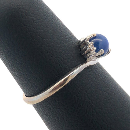 Vintage 10K White Gold Blue Star Sapphire Diamond Accented Cocktail Ring
