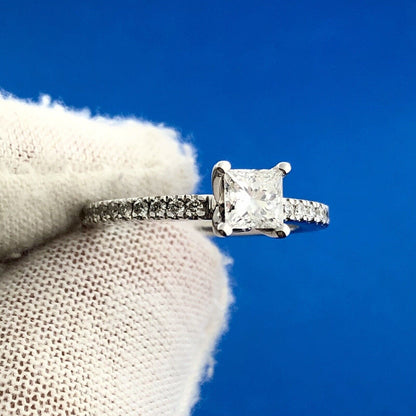 Stunning Vera Wang 14k White Gold Princess Cut Diamond Engagement Ring Size 6.25