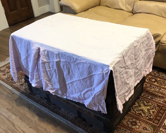 Pottery Barn Solid Light Pink Linen Girls Room Kids Crib Bed Skirt