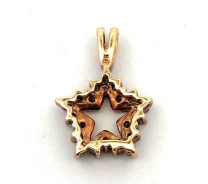 10K Yellow Gold Round Diamond Star Pendant