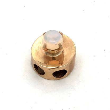 Vintage 10K Yellow Gold Round Opal Cabochon Slide Bracelet Charm