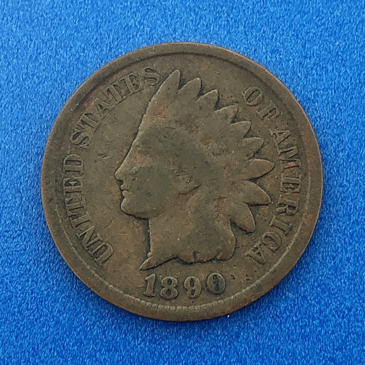 1890 Indian Head One Cent Penny Type 3 Bronze Better Key Philadelphia Coin
