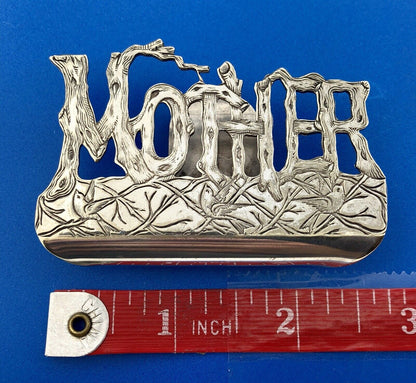 Art Nouveau Paye & Baker Silver Plate Gothic MOTHER Birds Trees Theme Money Clip