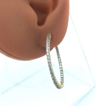 Designer IKS 14K Yellow Gold Diamond Inside Out Statement Hoop Earrings