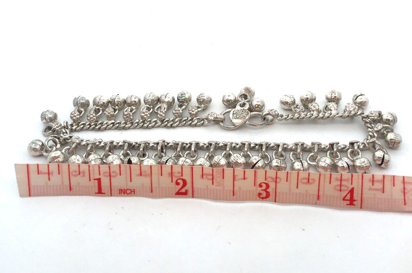Retro  Silver Tone Floral Bells Jingle Charm Chain Belly Dancer Bracelet