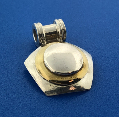Designer Mexico 925 Sterling Silver Brass Two Tone Modernist Pendant