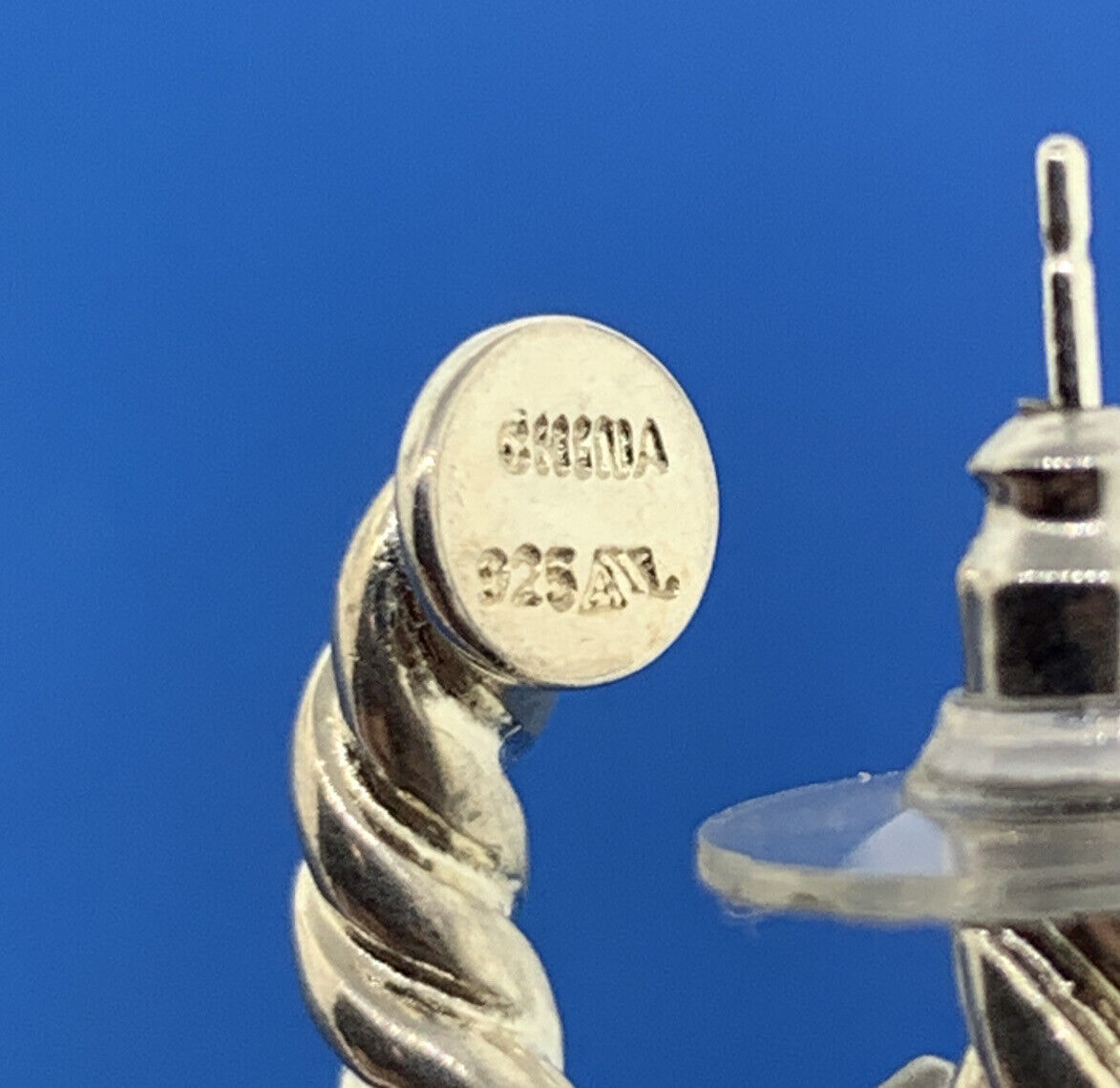 Silpada Sterling Silver 925 Turquoise Black Onyx Ribbed Cable Half Hoop Earrings