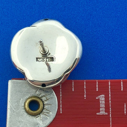 Retro Sterling Silver Rose Bud Camellia Flower Floral Statement Stud Earrings