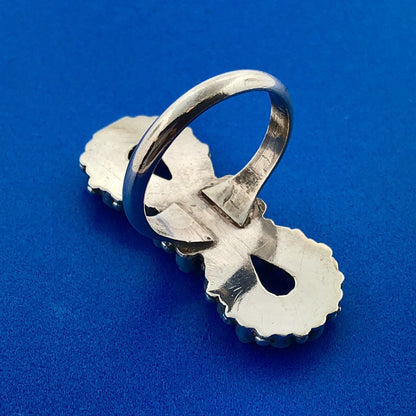 Native American Unsigned 925 Sterling Silver Turquoise Statement Finger Ring