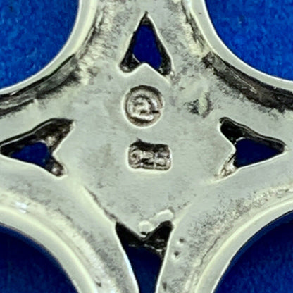 Designer 925 Sterling Silver Marcasite Beaded Detail Gothic Cross Large Pendant