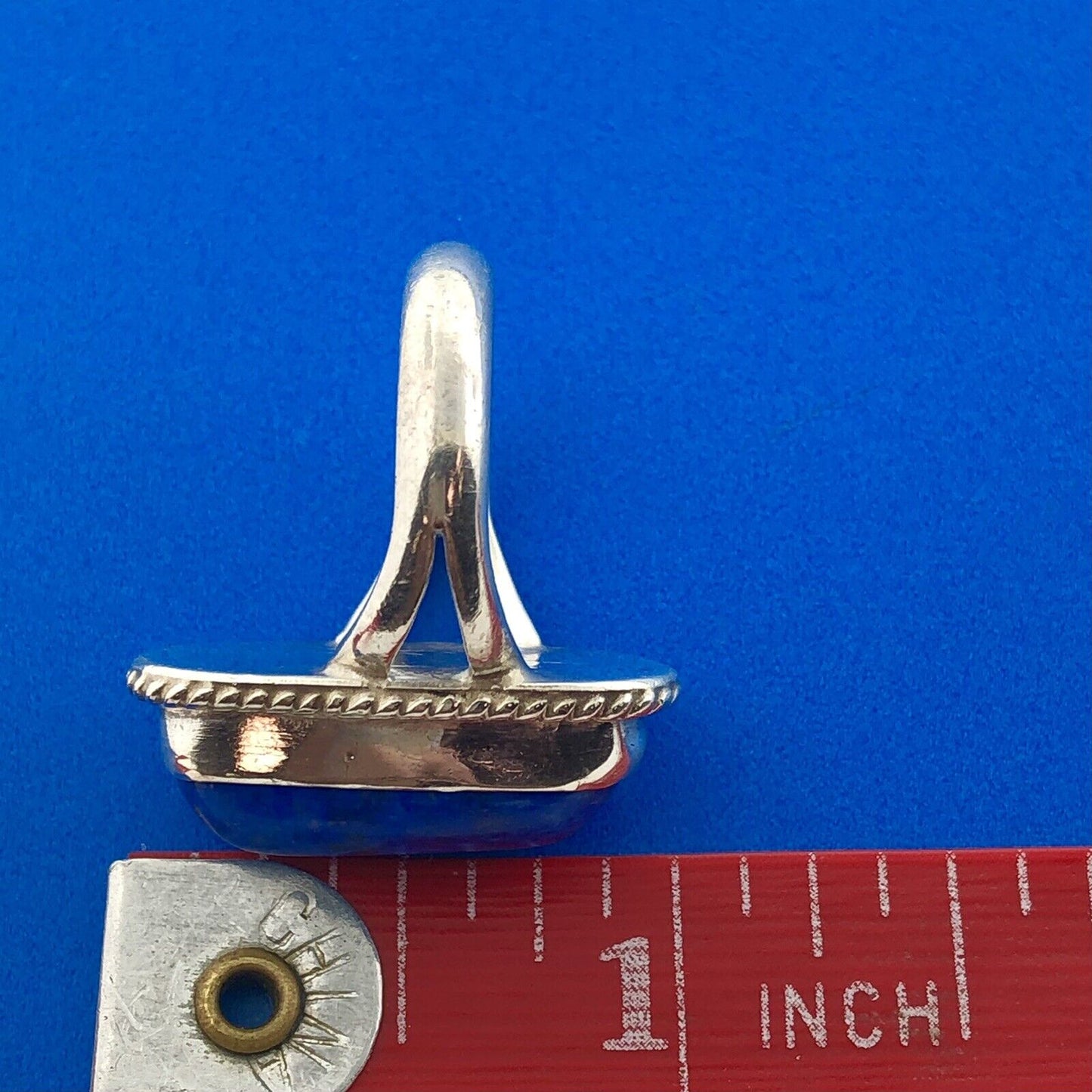 Vintage Estate Sterling Silver 925 Oval Shaped Lapis Lazuli Finger Ring Size 6
