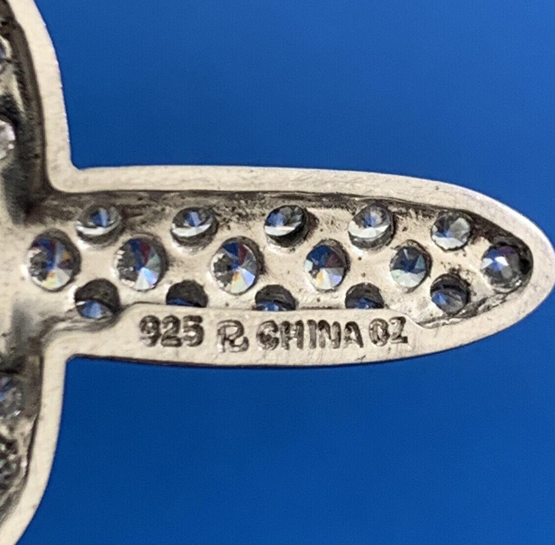 Designer Cubic Zirconia 925 Sterling Silver Religious Communion Cross Pendant