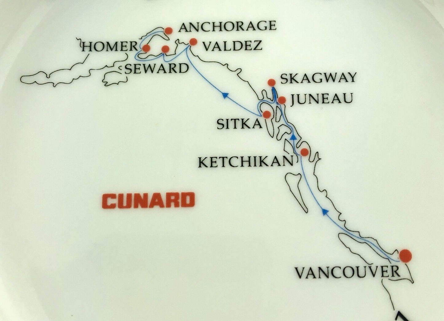 August 15-26, 1991 Cunard Sagafjord Alaskan Cruise Rosenthal Germany Nut Dish