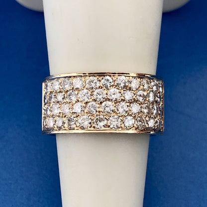 Stunning 14k Yellow Gold Round Cut Diamond Set Cigar Band Ring Size 5.5