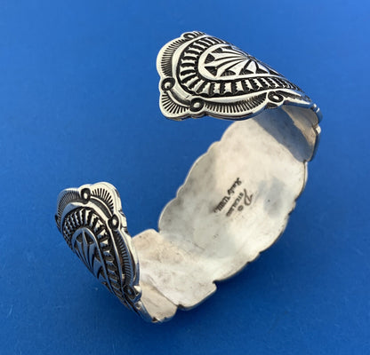 Rudy Willie Joe Delgarito Navajo 925 Sterling Silver Turquoise Cuff Bracelet