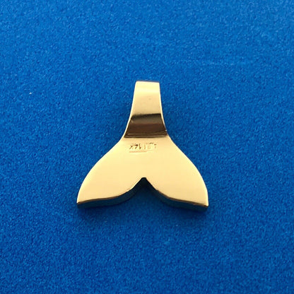 Designer AJM 14k Yellow Gold Blue Black Opal Aquatic Dolphin Tail Charm Pendant