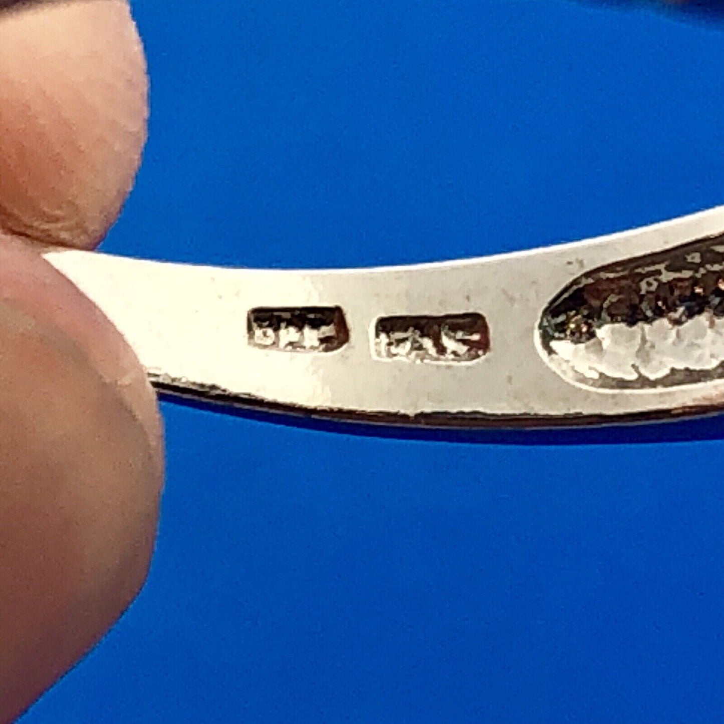 Vintage FAS Sterling Silver Blue Topaz 5 Stone December Anniversary Wedding Band