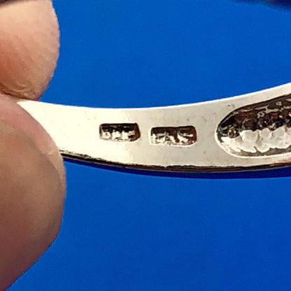 Vintage FAS Sterling Silver Blue Topaz 5 Stone December Anniversary Wedding Band