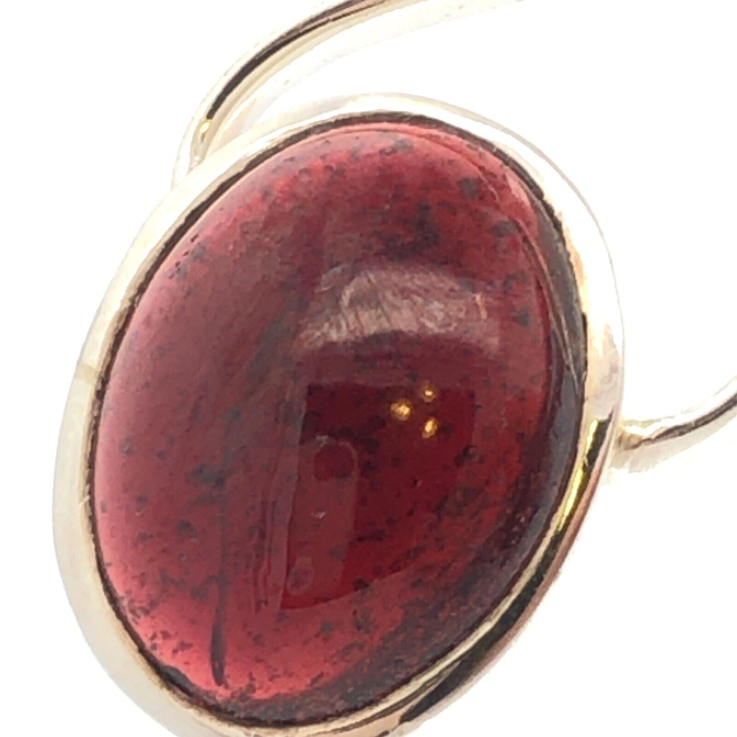 Estate 925 Sterling Silver Oval Cabochon Garnet Modernist Swirl Pendant