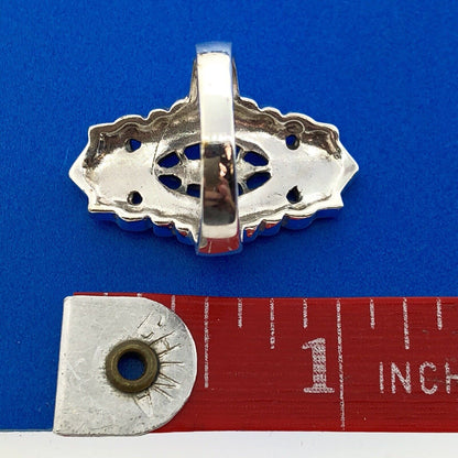 Retro 925 Sterling Silver Marcasite Filigree Scroll Statement Cocktail Ring