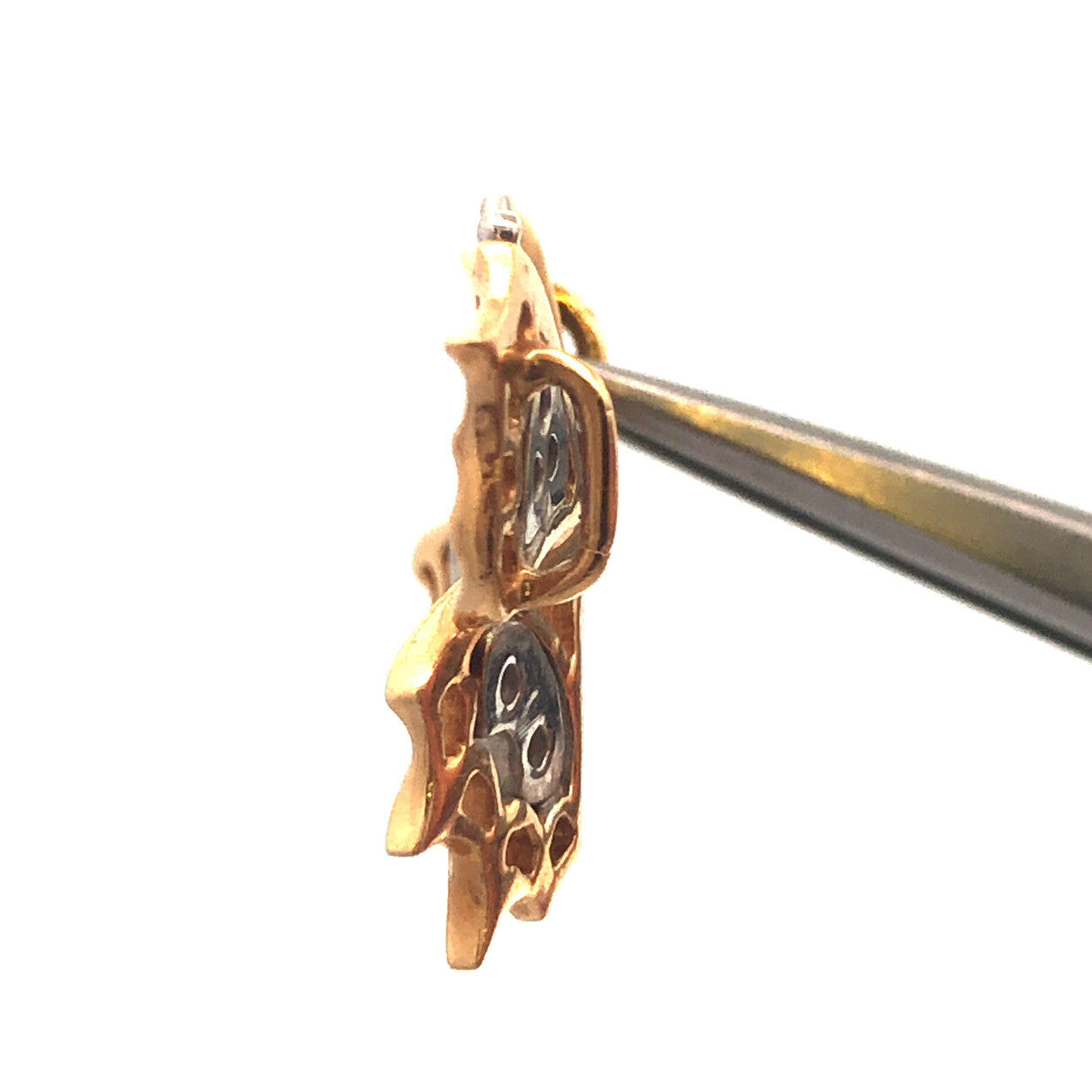 14K Yellow White Gold Diamond Two Toned Butterfly Pendant
