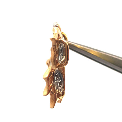14K Yellow White Gold Diamond Two Toned Butterfly Pendant