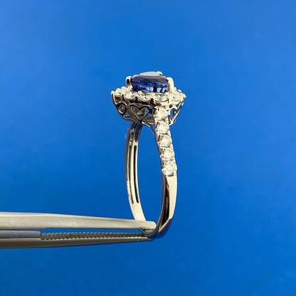 Kallati 14K White Gold Ceylon Sapphire & Diamond Heirloom Collection Ring