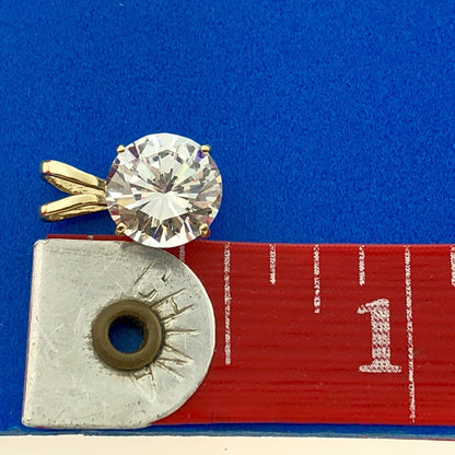 Classic 14K Yellow Gold Solitaire 2 Carat Cubic Zirconia CZ Drop Dangle Pendant