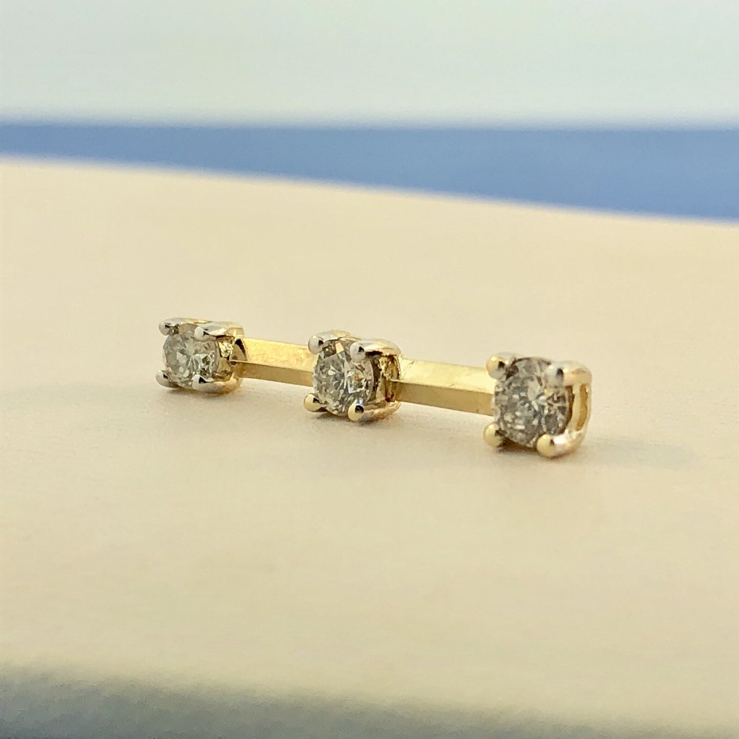 14K Yellow Gold Diamond Infinity Eternity Bridal Anniversary Bar Drop Pendant