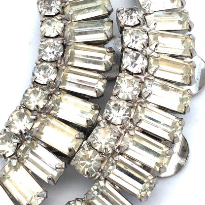 Retro Silver Tone Rhinestone Statement Shoe Clips
