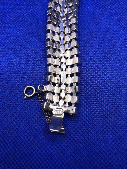 Vintage Weiss Runway Couture Rhinestone Silver Tone Statement Bracelet